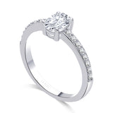 Inel de Logodna LRY007 din Aur Alb 18K cu Diamant OVAL CUT - Bijuterii LA ROSA