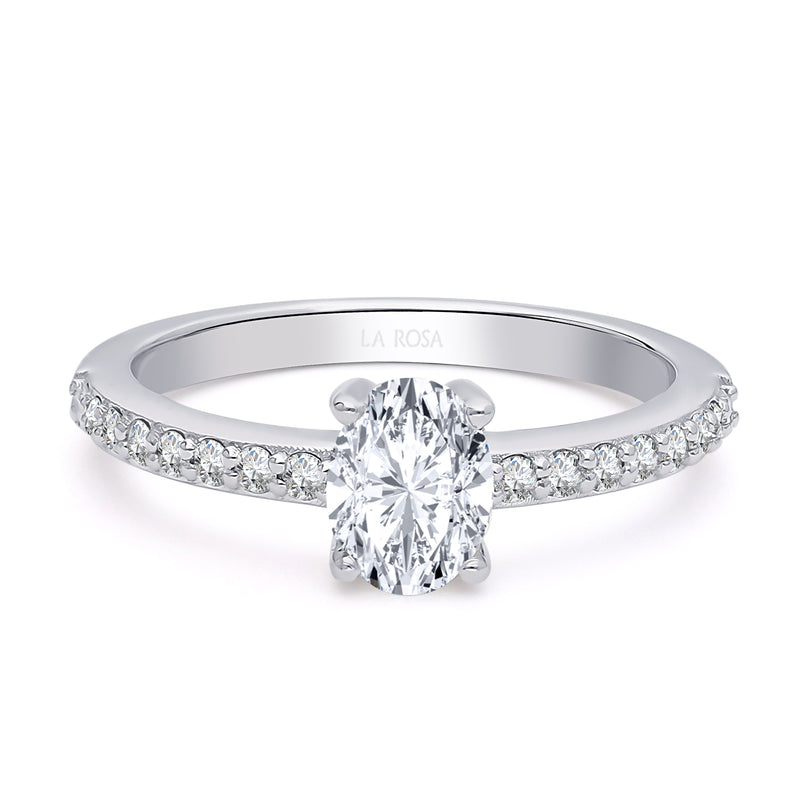 Inel de Logodna LRY007 din Aur Alb 18K cu Diamant OVAL CUT - Bijuterii LA ROSA