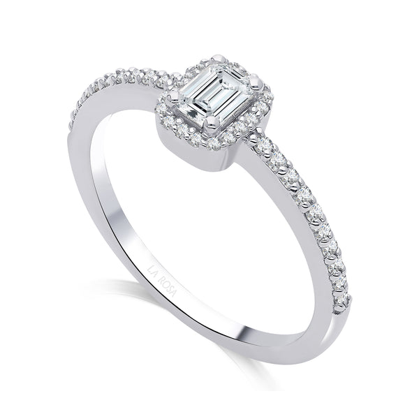 Inel de Logodna LRY009 din aur alb 18k cu Diamant Emerald Cut - Bijuterii LA ROSA