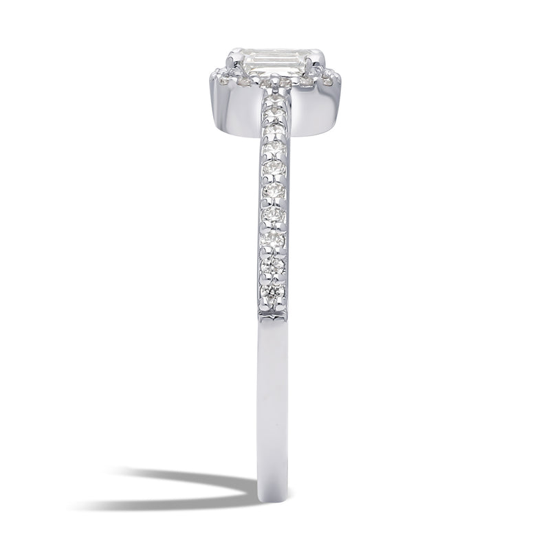 Inel de Logodna LRY009 din aur alb 18k cu Diamant Emerald Cut - Bijuterii LA ROSA