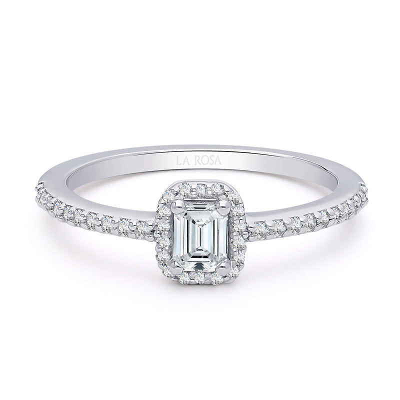 Inel de Logodna LRY009 din aur alb 18k cu Diamant Emerald Cut - Bijuterii LA ROSA