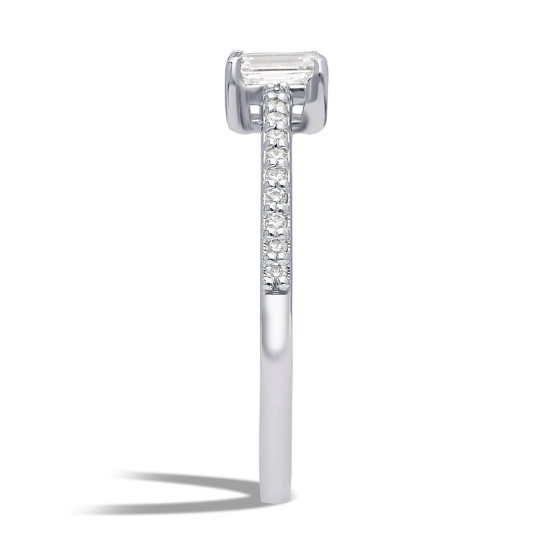 Inel de Logodna LRY010 din aur alb 18k cu Diamant  Emerald Cut - Bijuterii LA ROSA
