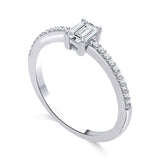 Inel de Logodna LRY010 din aur alb 18k cu Diamant  Emerald Cut - Bijuterii LA ROSA