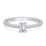 Inel de Logodna LRY010 din aur alb 18k cu Diamant  Emerald Cut - Bijuterii LA ROSA