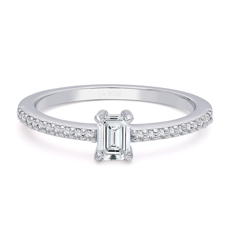 Inel de Logodna LRY010 din aur alb 18k cu Diamant  Emerald Cut - Bijuterii LA ROSA