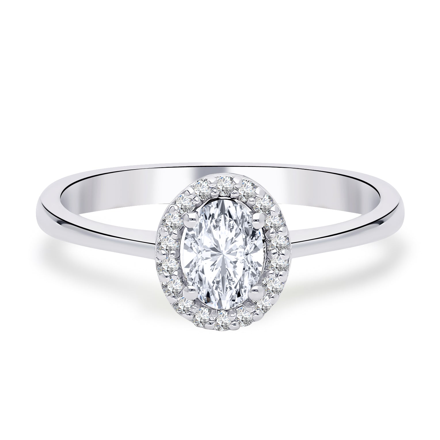 INEL DE LOGODNA LRY611 DIN AUR ALB 18K CU DIAMANT OVAL CUT - Bijuterii LA ROSA