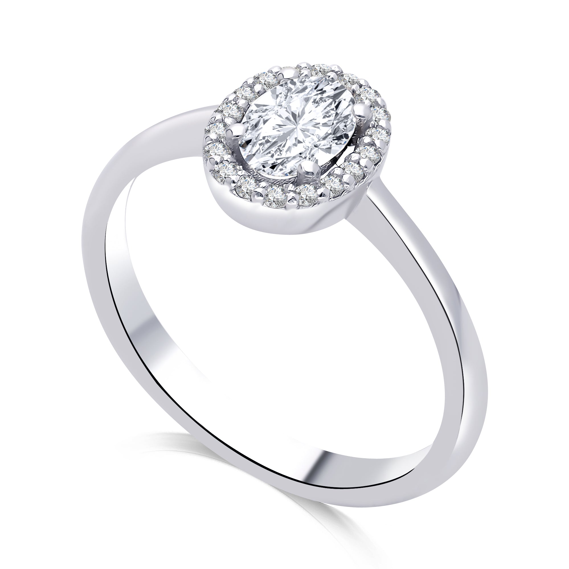 INEL DE LOGODNA LRY611 DIN AUR ALB 18K CU DIAMANT OVAL CUT - Bijuterii LA ROSA