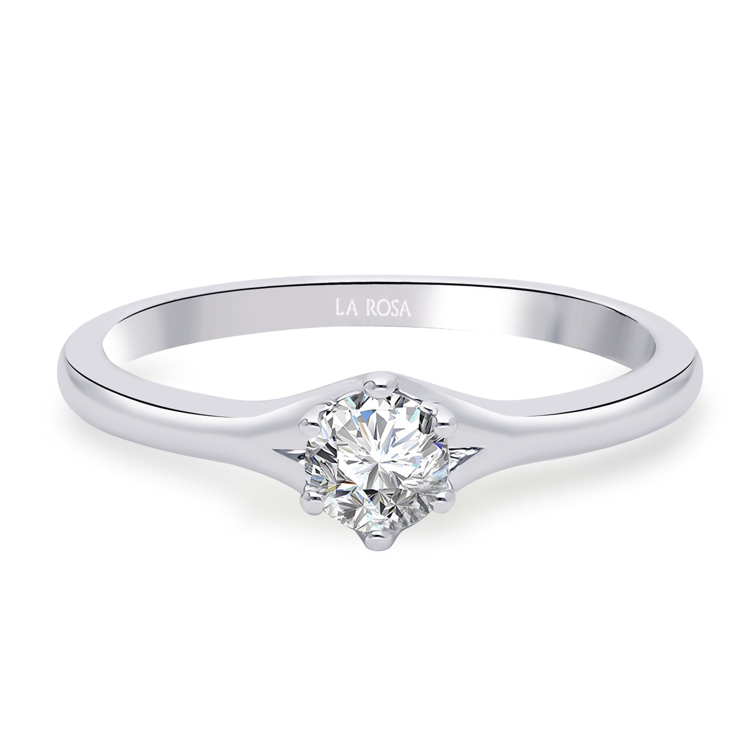 INEL DE LOGODNA LRY619 DIN AUR ALB 18K CU DIAMANT ROTUND - Bijuterii LA ROSA