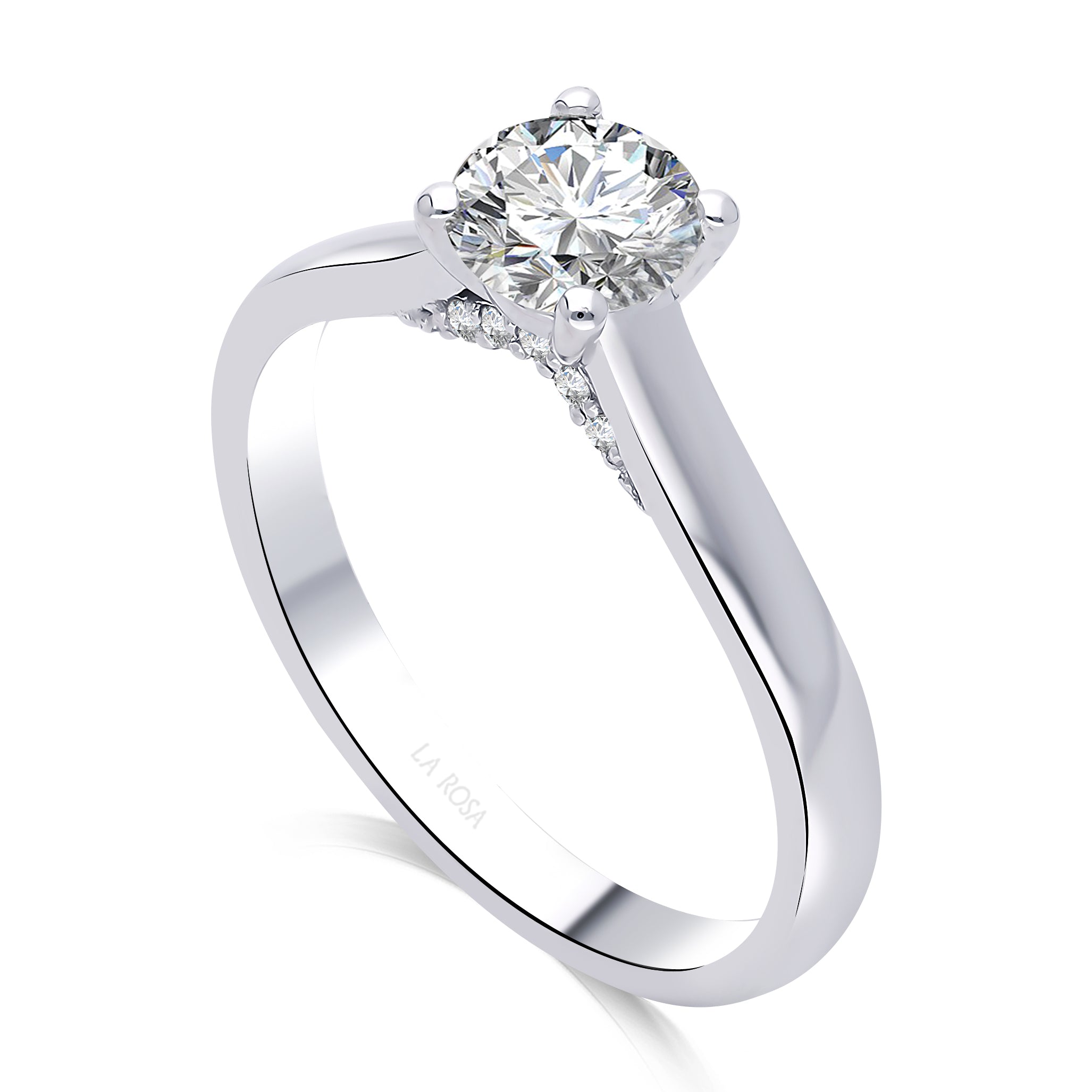 INEL DE LOGODNA LRY621 DIN AUR ALB 18K CU DIAMANT ROTUND - Bijuterii LA ROSA
