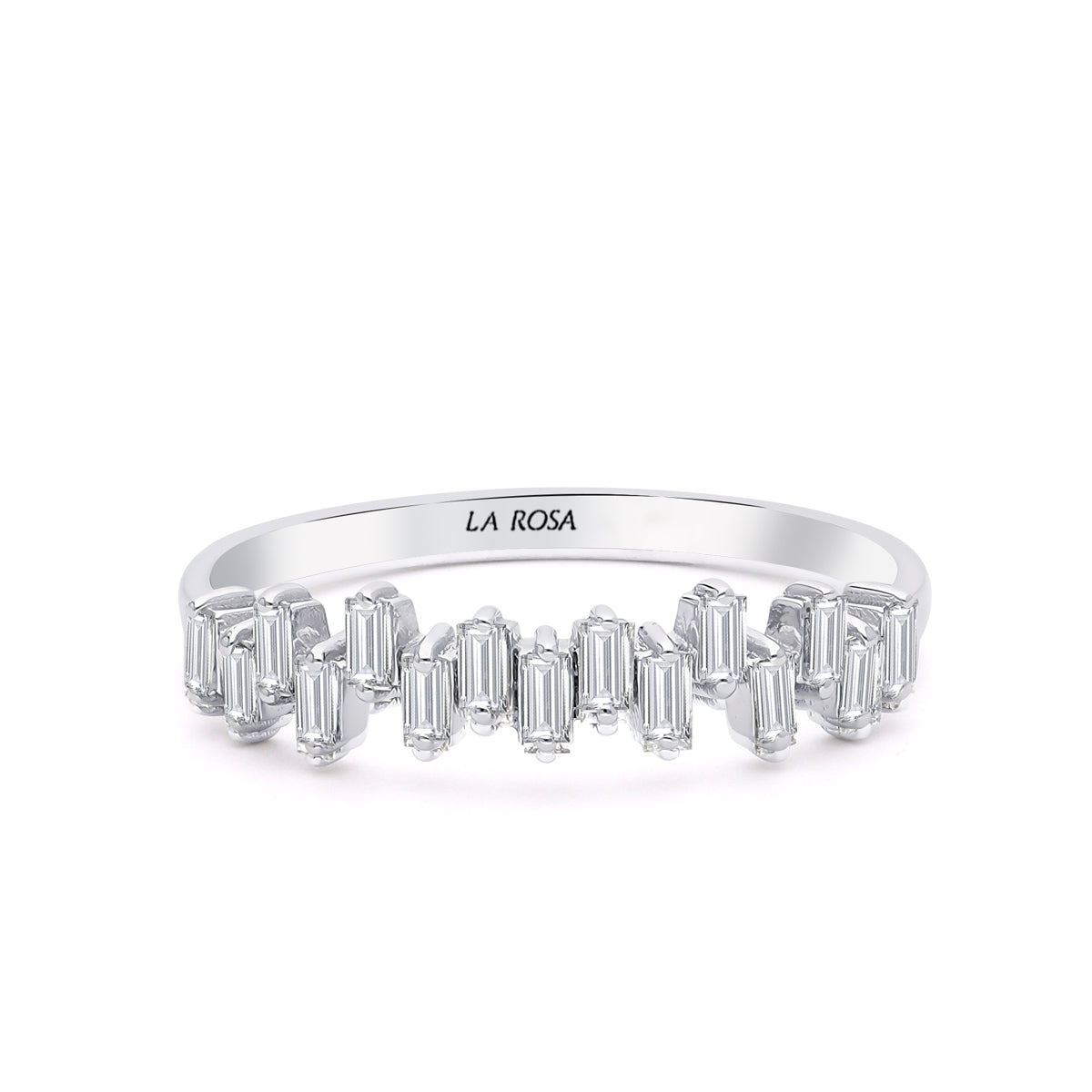 Inel MD32613 din aur alb 14k cu diamante baghete - Bijuterii LA ROSA