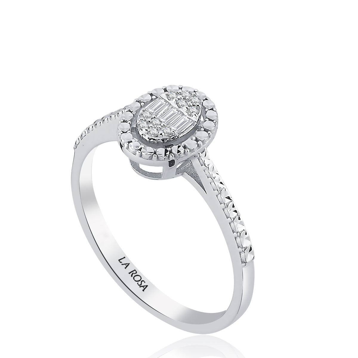 Inel MD38611 DIN AUR ALB 14K FORMA OVALA CU DIAMANTE - Bijuterii LA ROSA