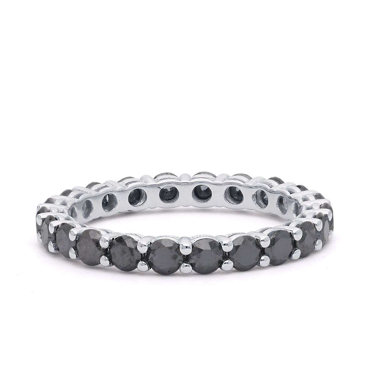 Inel Eternity MD42070 din aur alb 14k cu diamante negre - Bijuterii LA ROSA