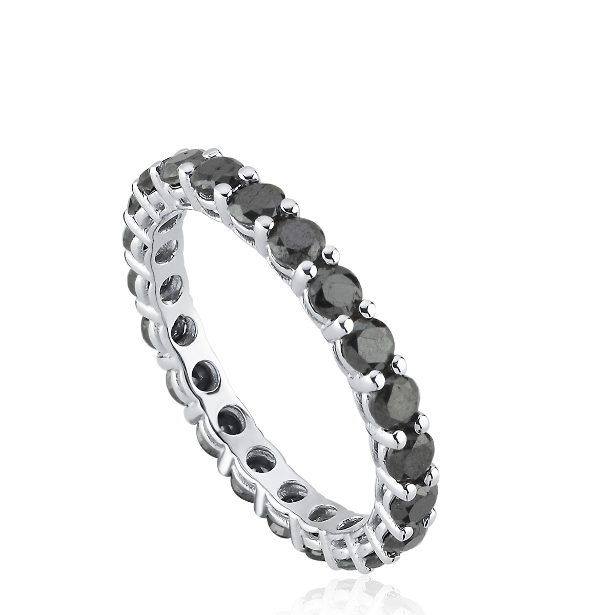 Inel Eternity MD42070 din aur alb 14k cu diamante negre - Bijuterii LA ROSA