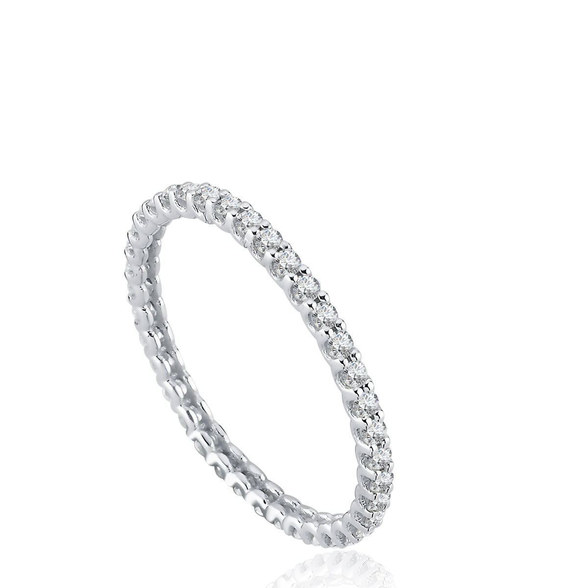 Inel Eternity MD55046 din aur alb 14k cu diamante - Bijuterii LA ROSA