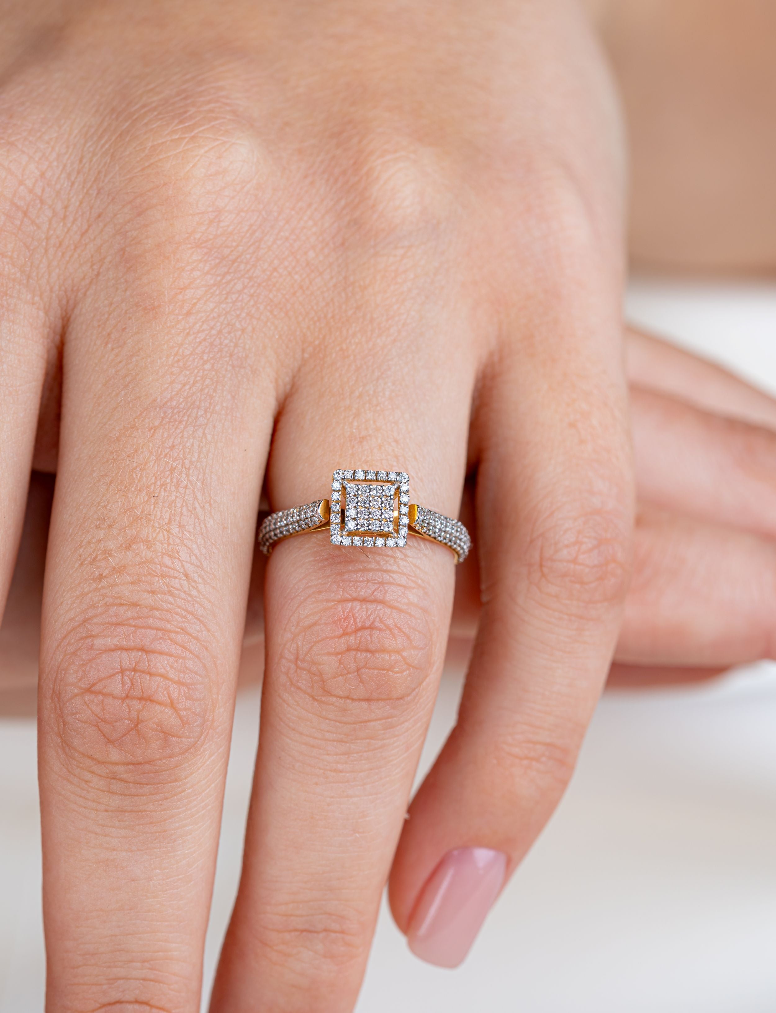 Inel MD59259 aur galben 18k cu diamante naturale rotunde 0.41ct