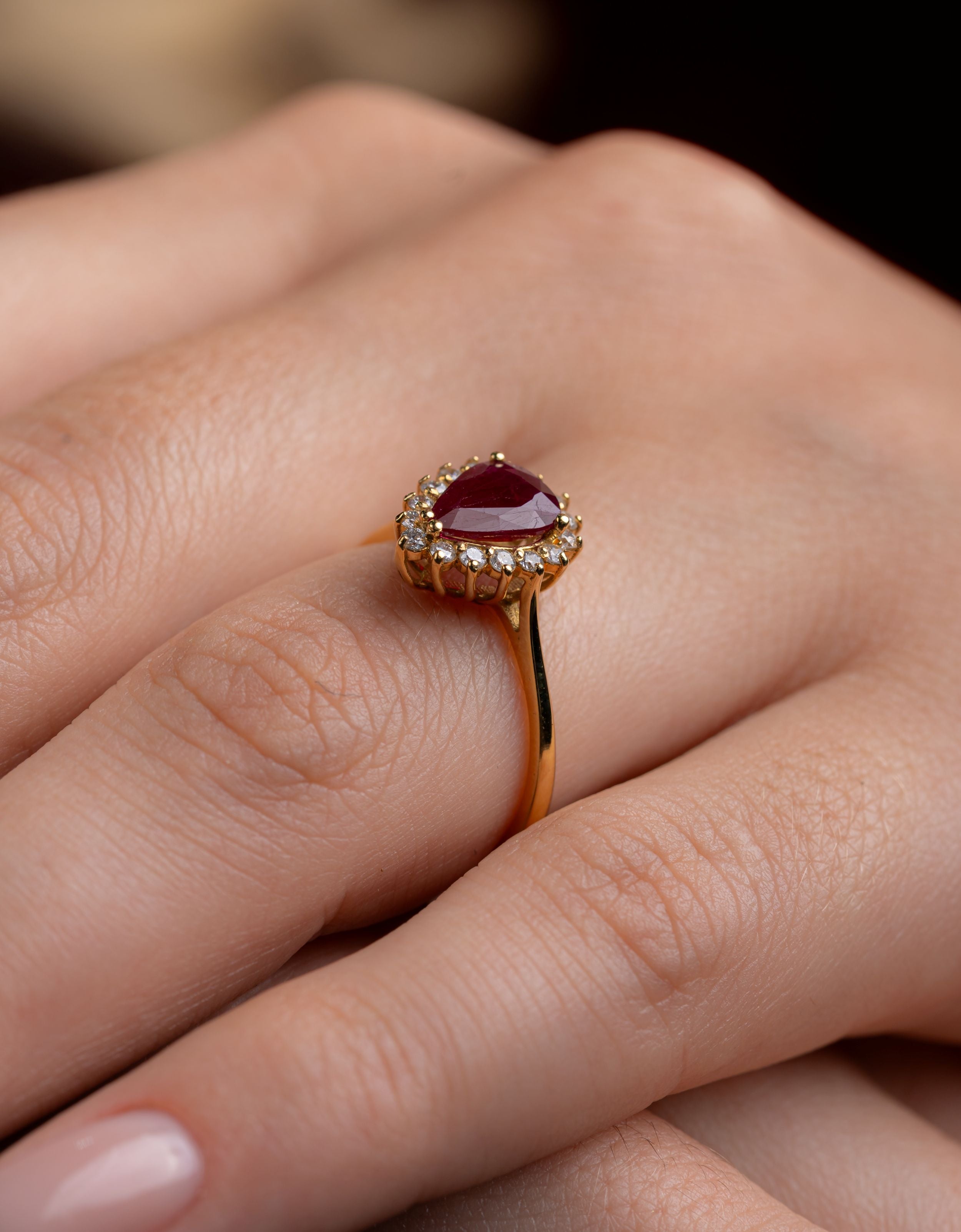 Inel MD61991 aur roz 18k cu rubin 1.07ct si diamante naturale 0.20ct