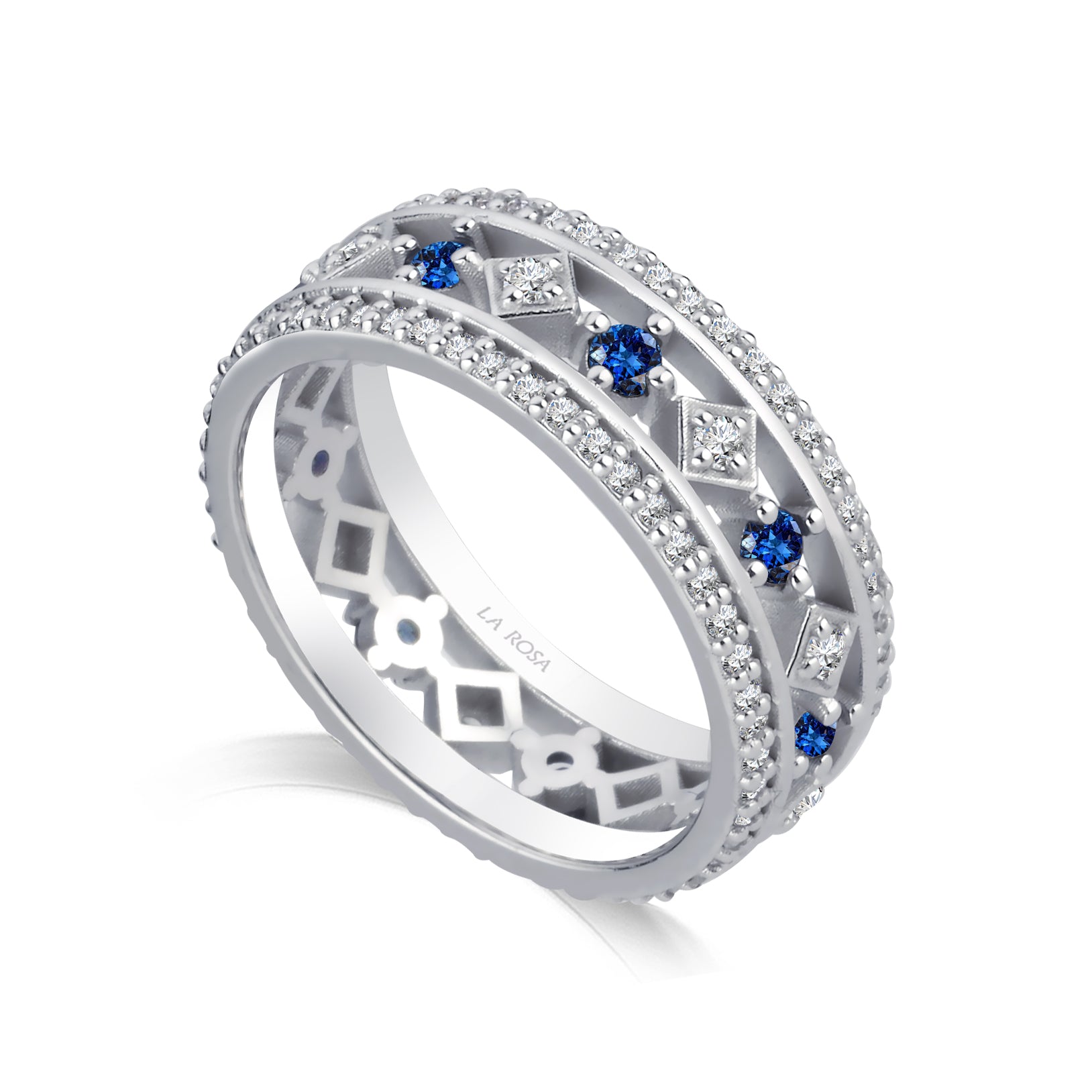 Inel eternity aur alb 18k cu safire 0.56ct si diamante naturale 0.56ct