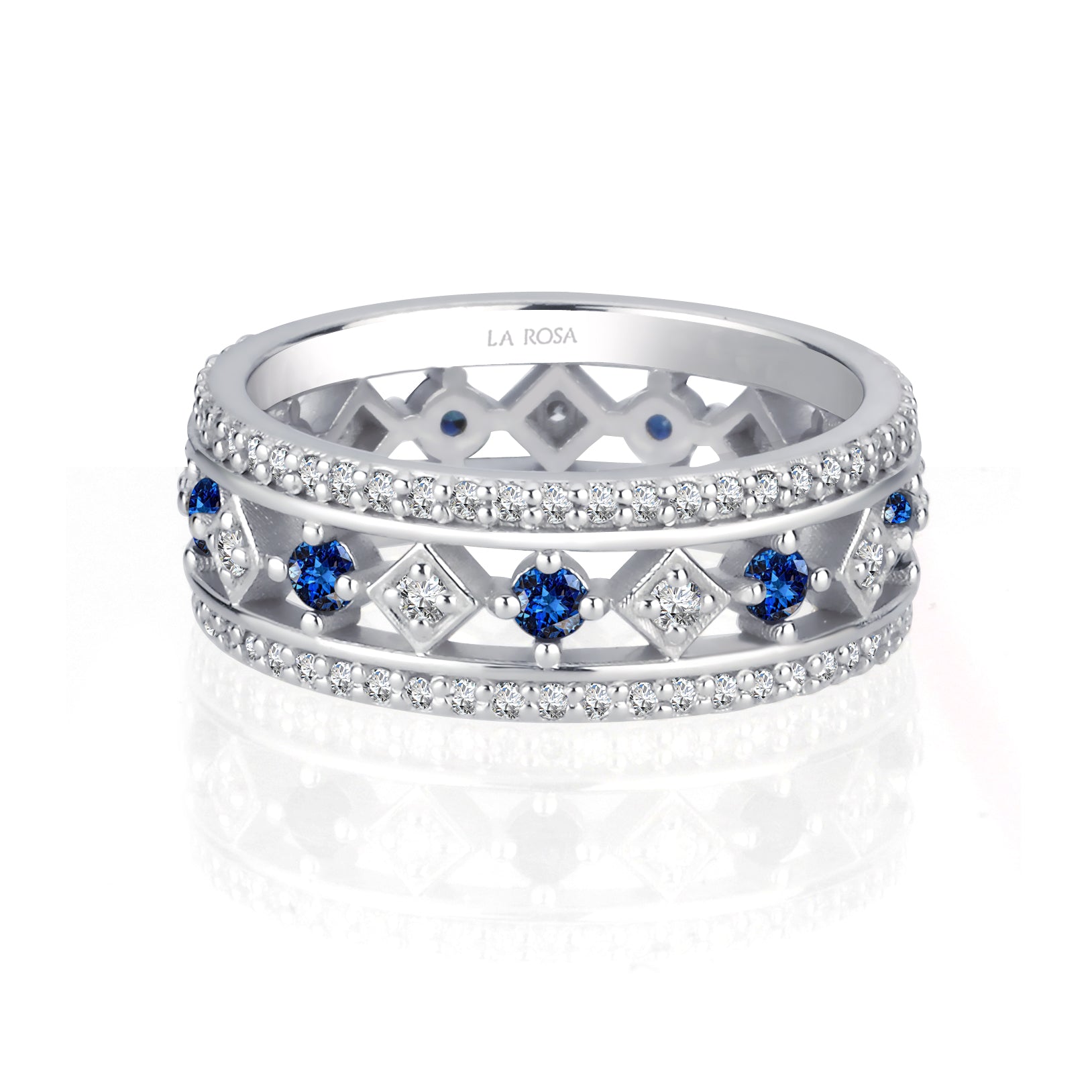 Inel eternity aur alb 18k cu safire 0.56ct si diamante naturale 0.56ct