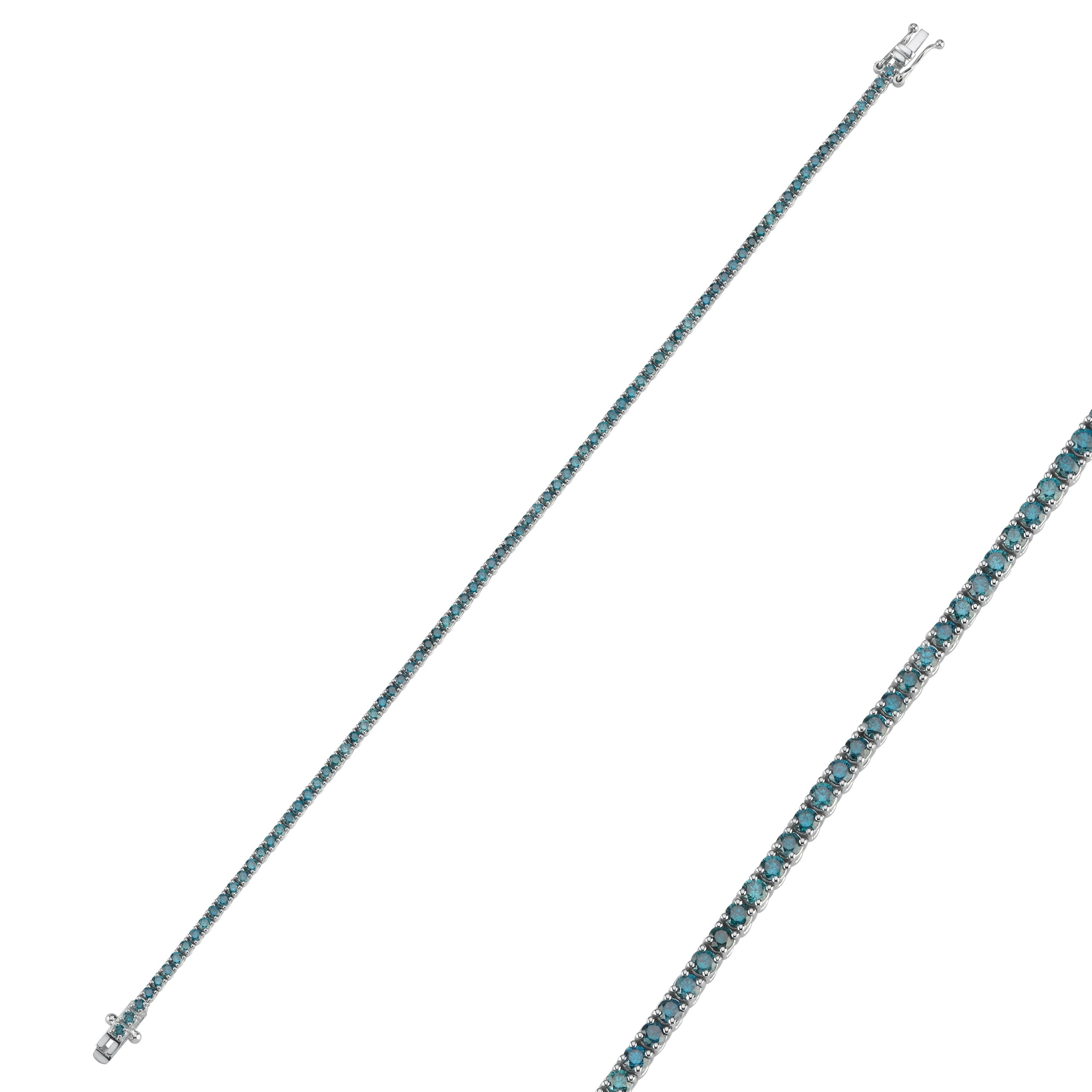 Bratara din aur alb 18k cu diamante naturale albastre