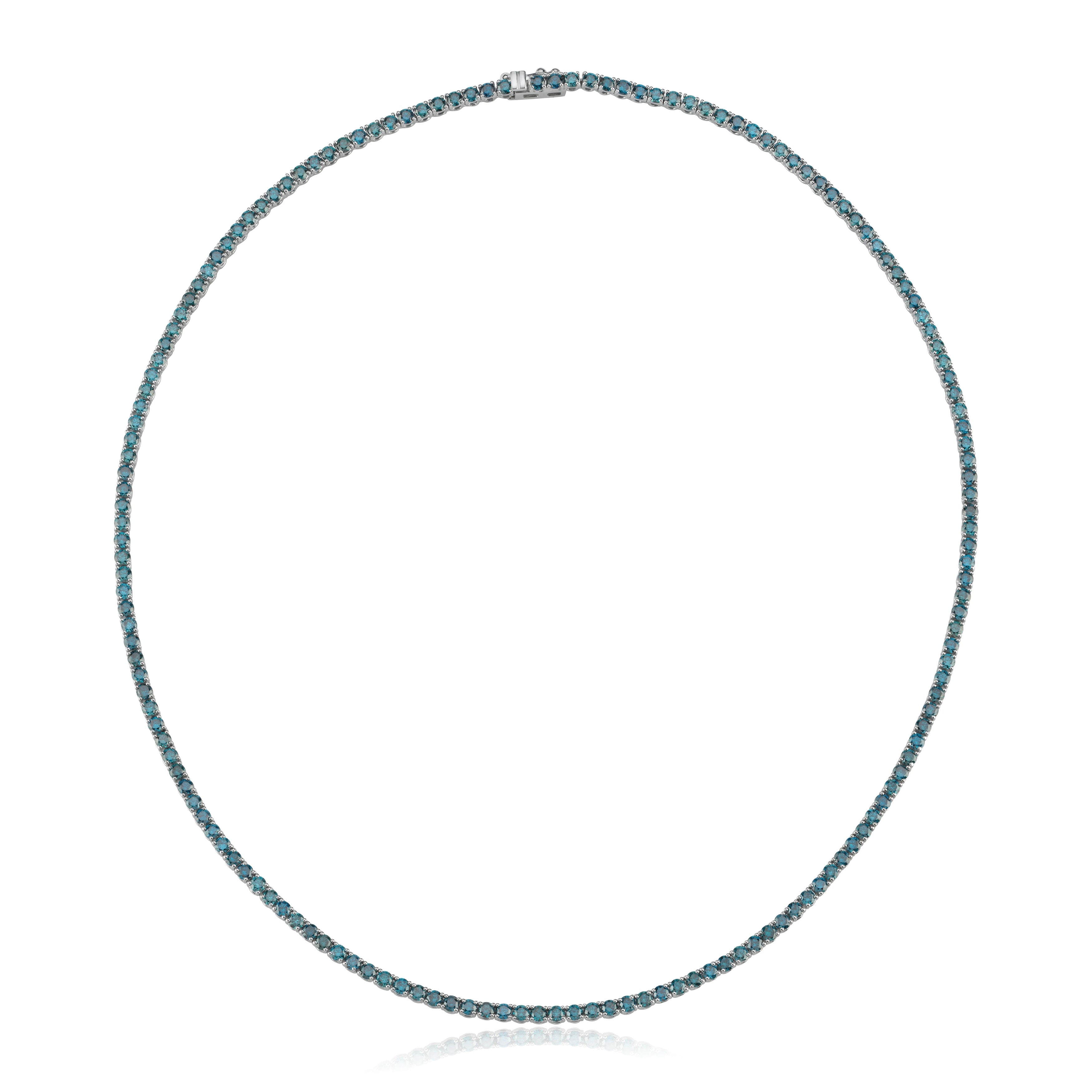 Colier LRB090 din aur alb 18k cu diamante naturale albastre 8.62ct