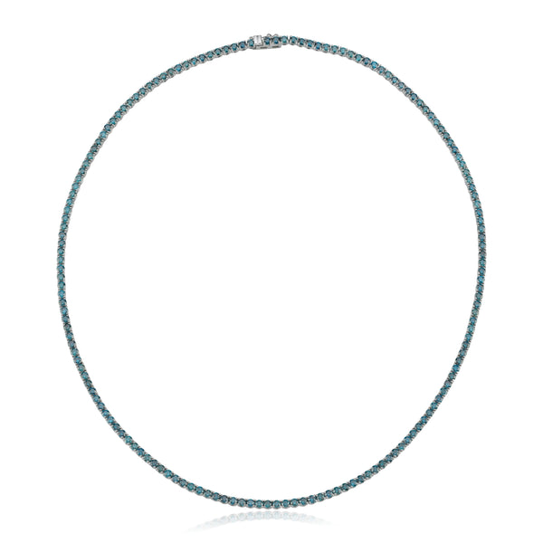 Colier LRB090 din aur alb 18k cu diamante naturale albastre 8.62ct