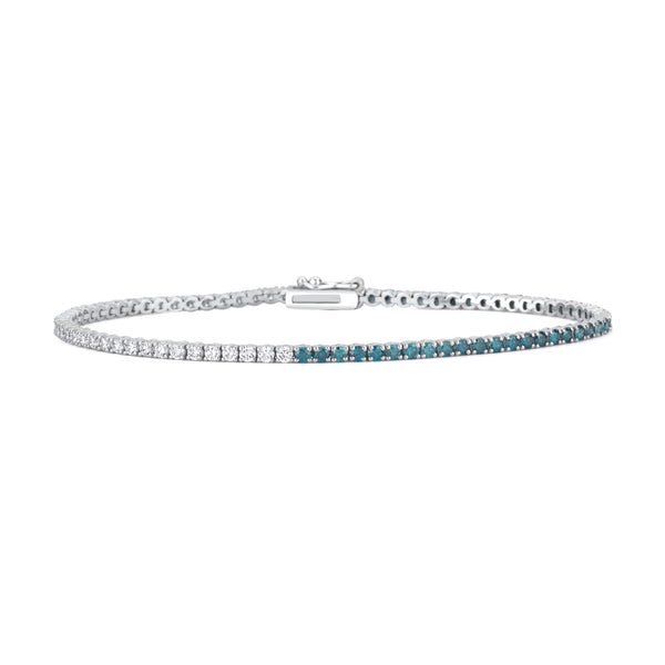 Bratara LRB093 din aur alb 18k cu diamante naturale albastre 1.33ct si diamante naturale 1.15ct