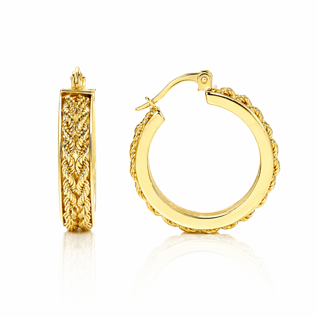 Cercei PRSE194 din aur galben 14k cu textura impletita