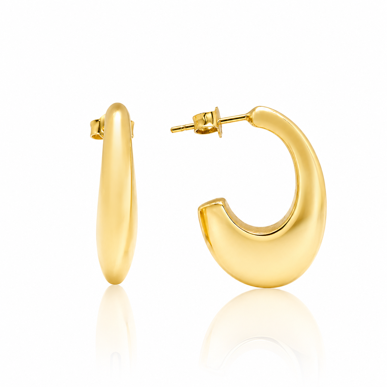 Cercei huggie PRSE197 din aur galben 14k model rotunjit