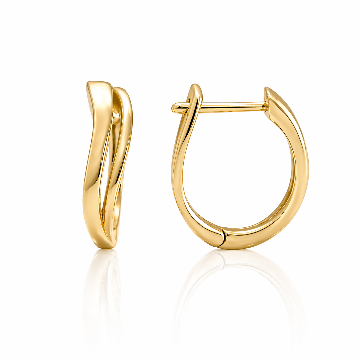 Cercei huggie PRSE212 din aur galben 14k cu design rasucit