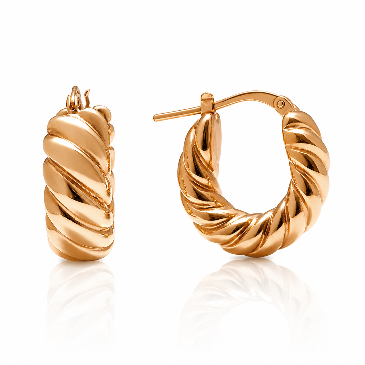 Cercei huggie PRSE235 din aur roz 14k in spirala