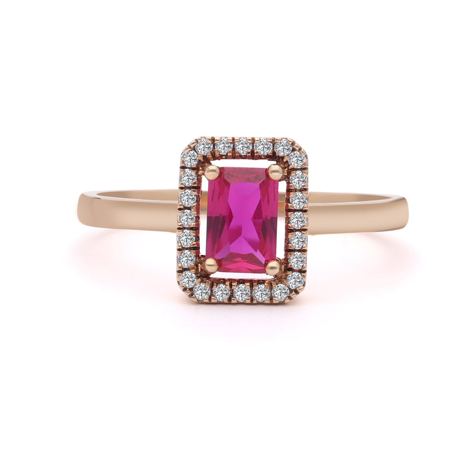 INEL R001637 din aur roz 14k cu diamante si rubin - Bijuterii LA ROSA