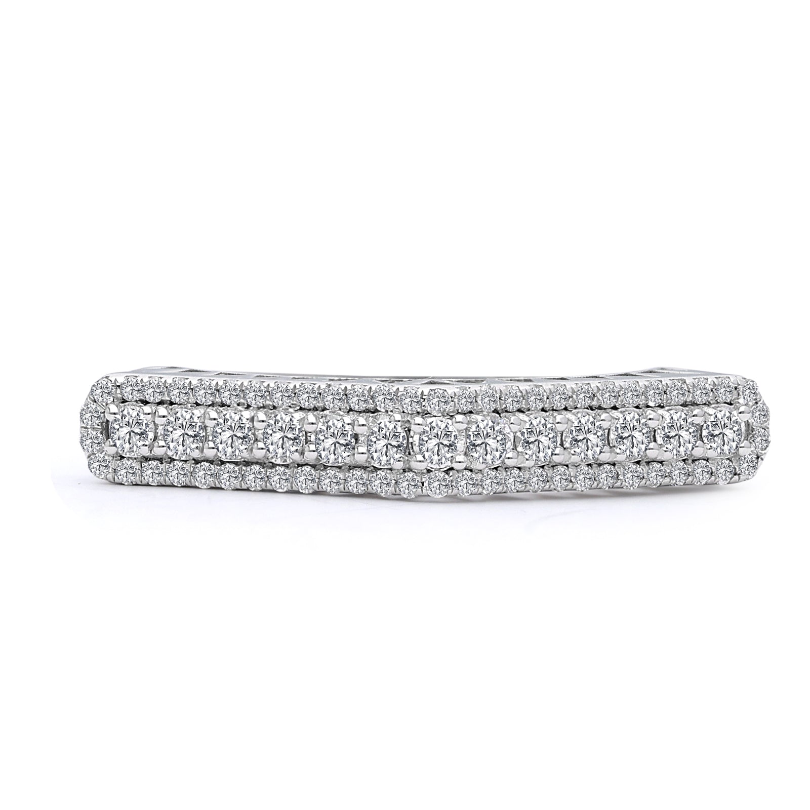 INEL R002565 forma triunghiulara din aur alb 14k cu diamante - Bijuterii LA ROSA