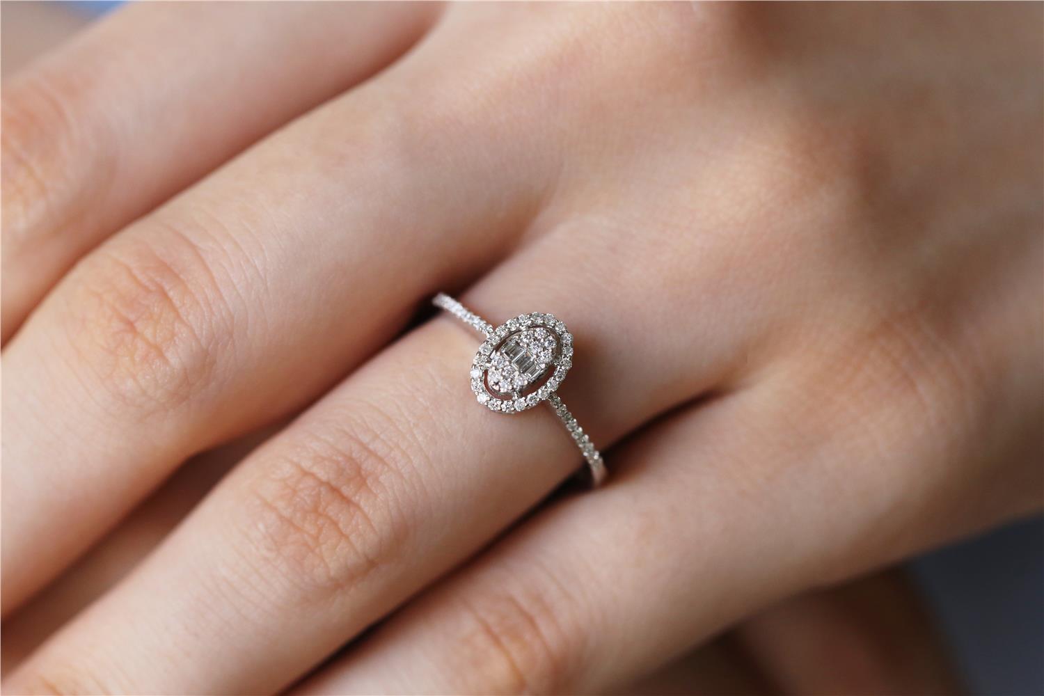 Inel R003307 din aur alb 14k cu diamante - Bijuterii LA ROSA