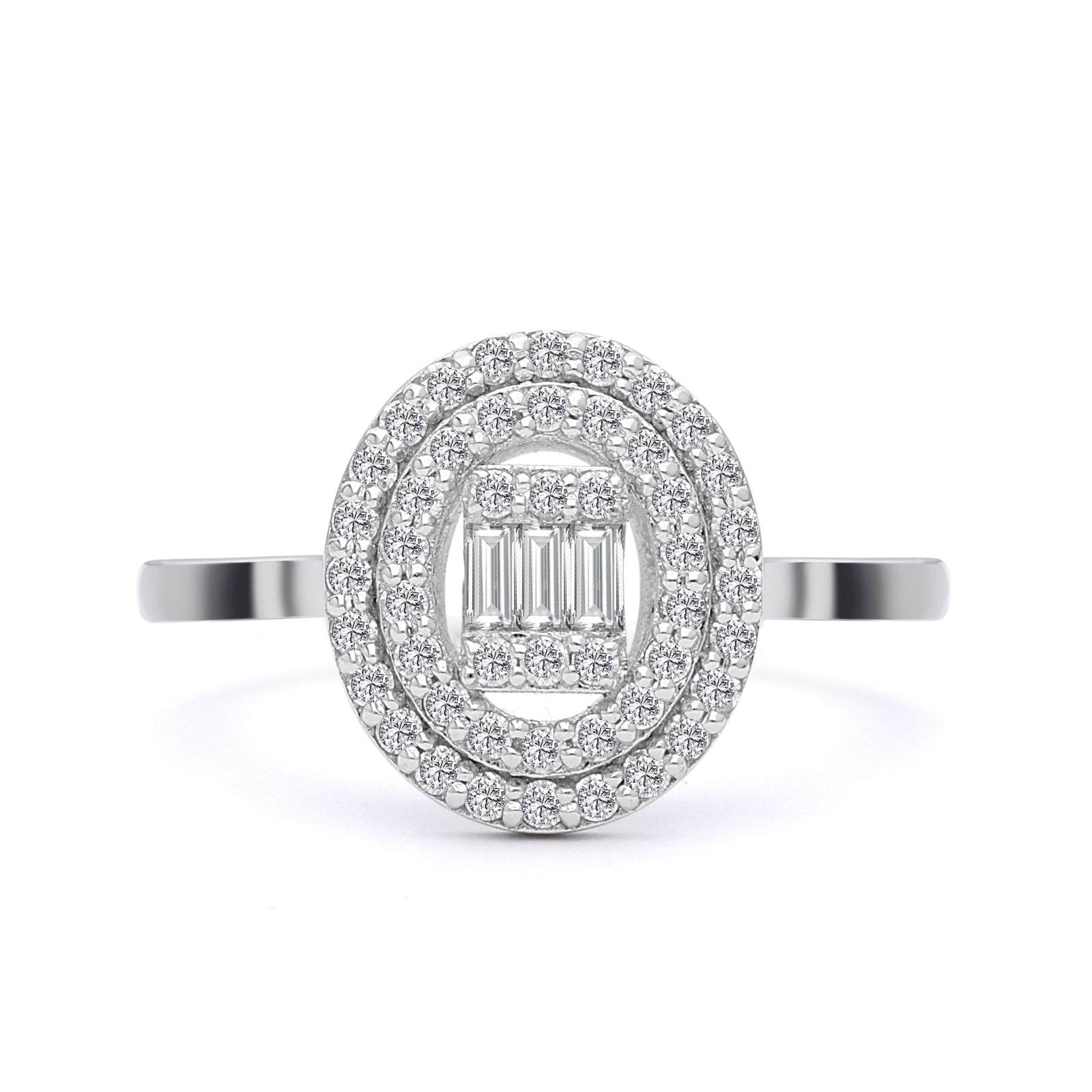INEL R003630 DIN AUR ALB 14K FORMA OVALA CU DIAMANTE - Bijuterii LA ROSA