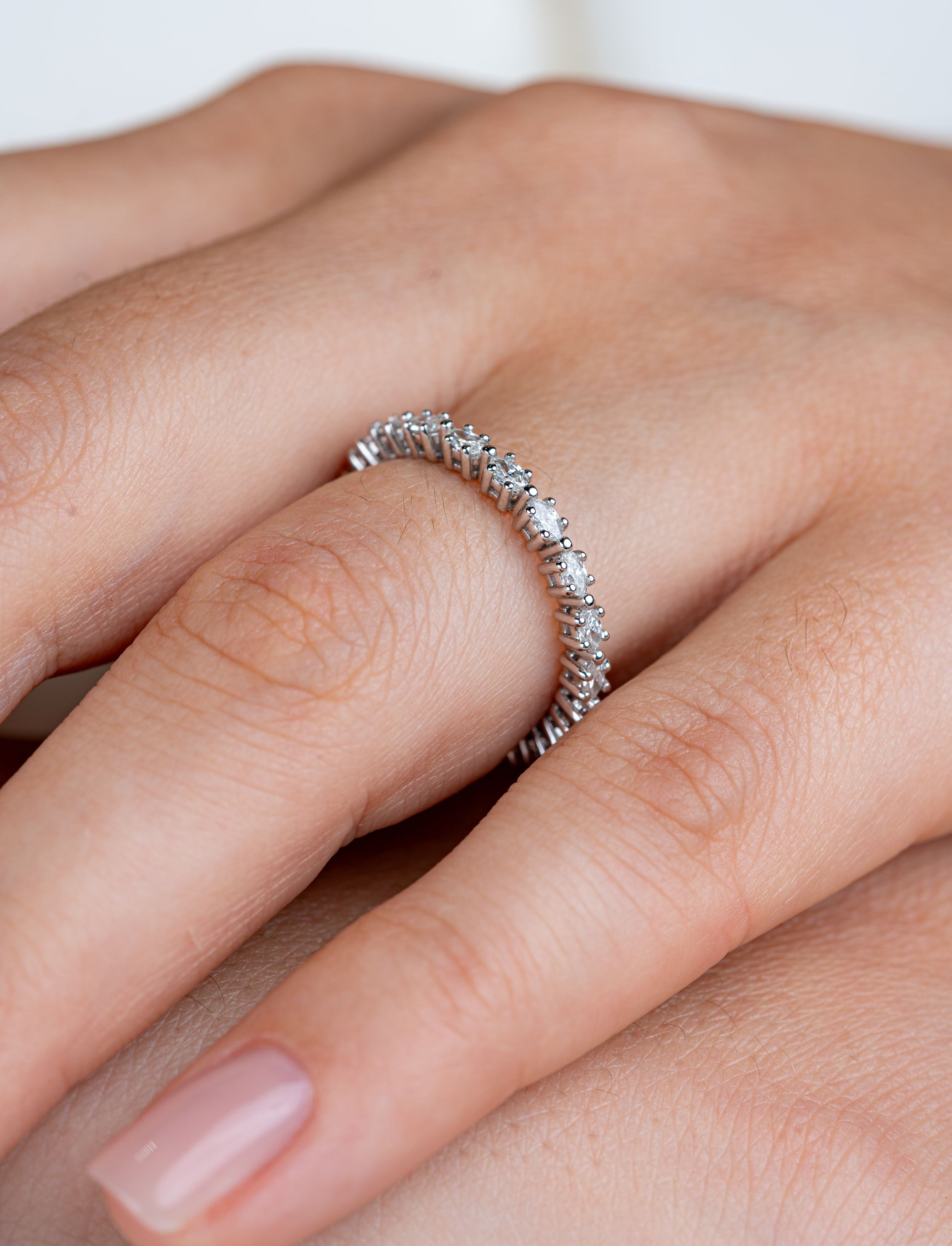 Inel Eternity R004321 din Aur Alb 14K cu Diamante Naturale