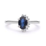 INEL R004396 DIN AUR ALB 14K CU DIAMANTE SI SAFIR OVAL