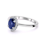 INEL R004396 DIN AUR ALB 14K CU DIAMANTE SI SAFIR OVAL