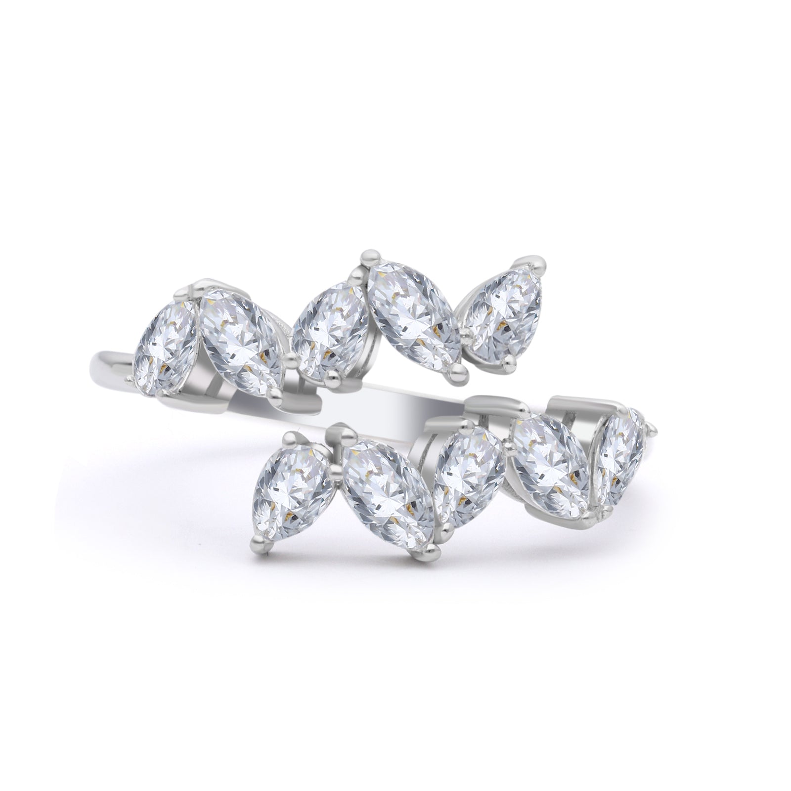 INEL R004927 DIN AUR ALB 14K CU DIAMANTE MARQUISE - Bijuterii LA ROSA