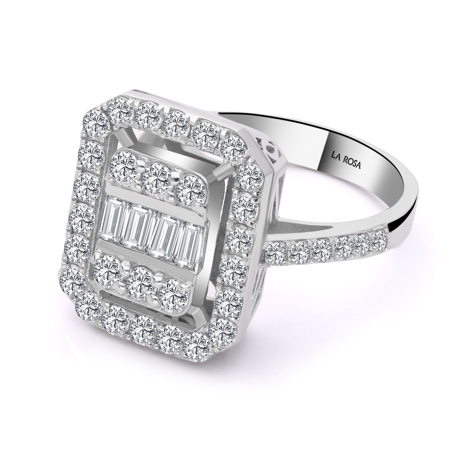 INEL CASETTE R005504 DIN AUR ALB 14K CU DIAMANTE BAGHETE - Bijuterii LA ROSA