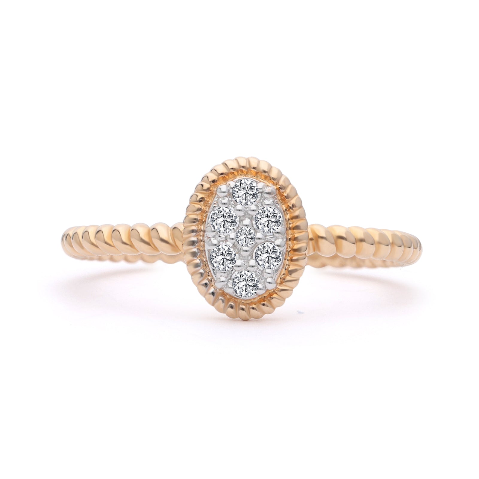 Inel R005934 din aur roz 14k forma ovala cu diamante - Bijuterii LA ROSA