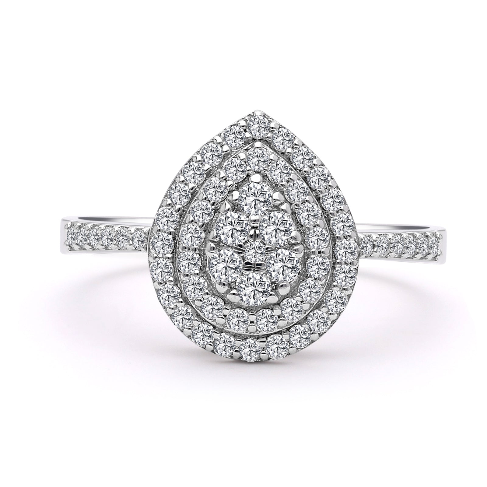 INEL R006165 din aur alb 14k forma para cu diamante - Bijuterii LA ROSA