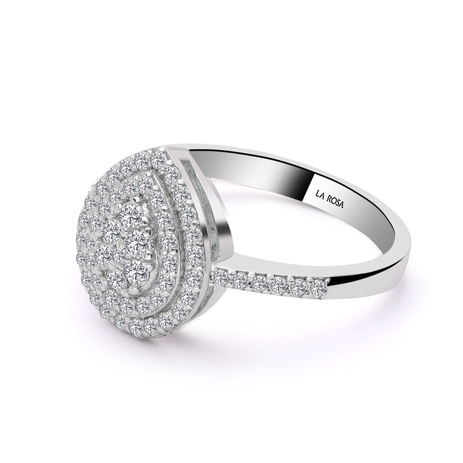 INEL R006165 din aur alb 14k forma para cu diamante - Bijuterii LA ROSA