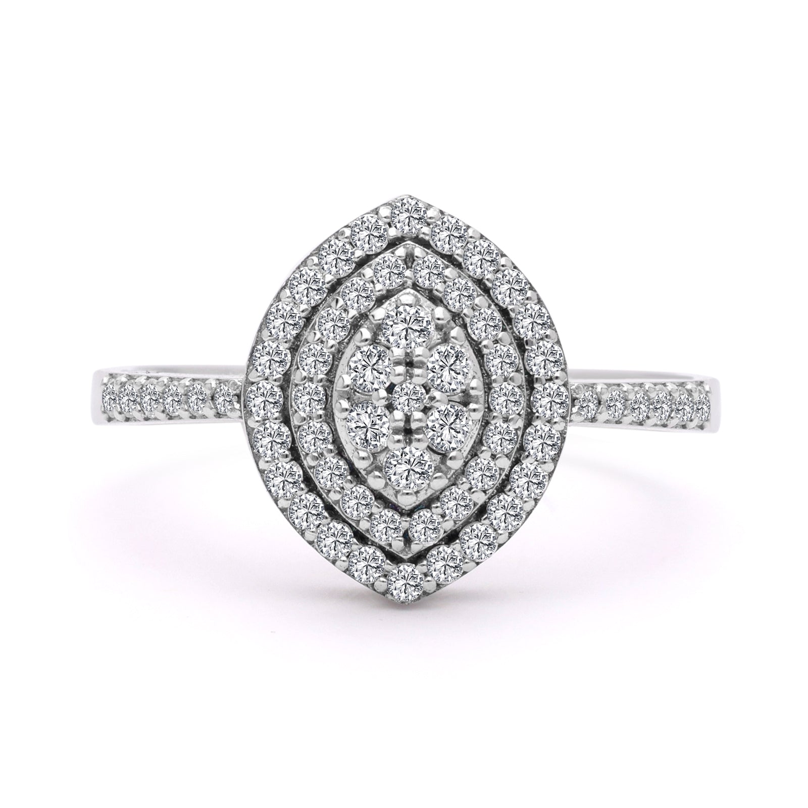 INEL R006166 din aur alb 14k forma marquise cu diamante - Bijuterii LA ROSA