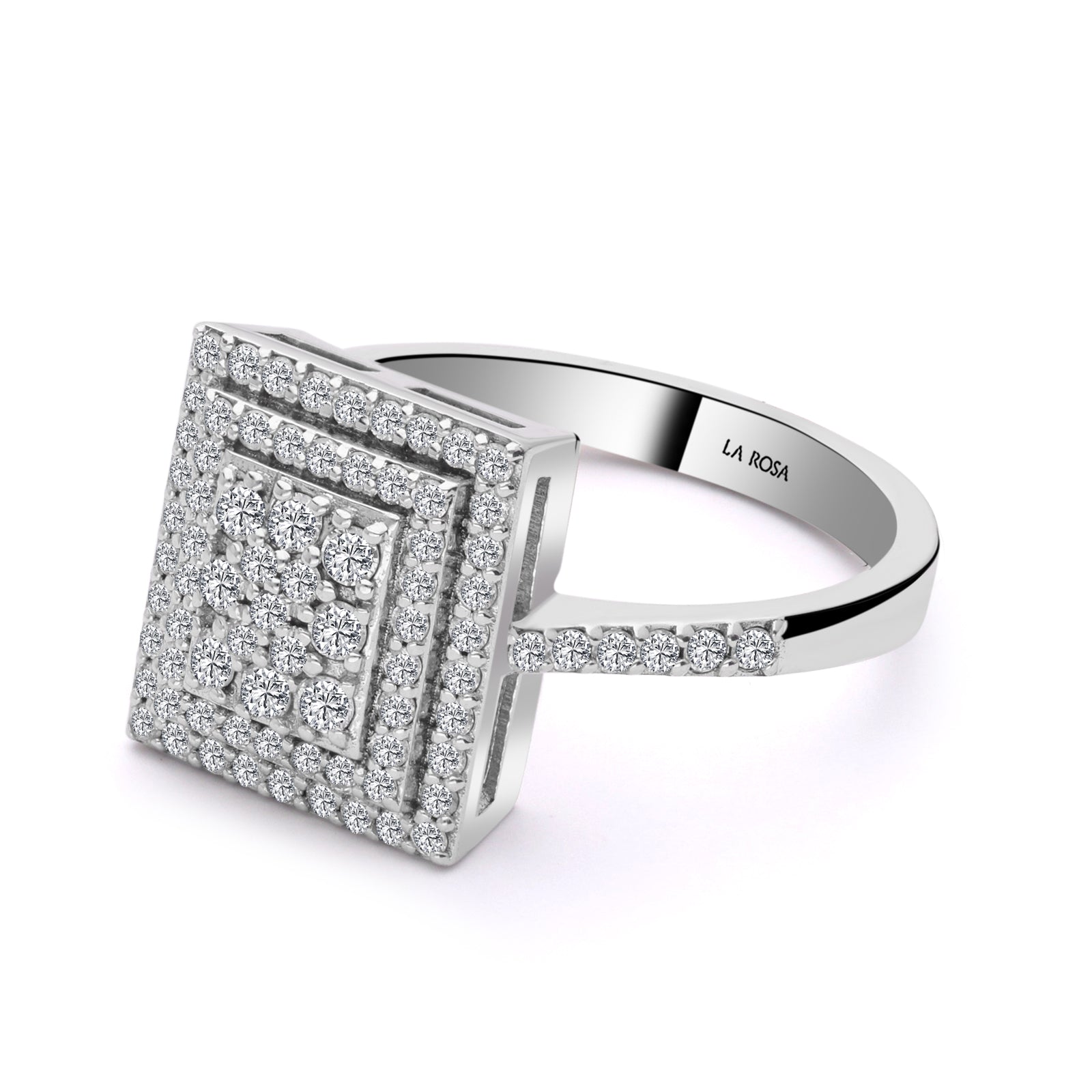 INEL DUBLU MOUNT R006168 DIN AUR ALB 14K CU DIAMANTE - Bijuterii LA ROSA