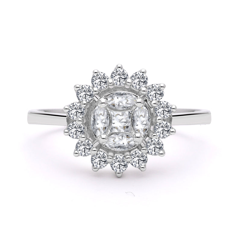 INEL R006203 DIN AUR ALB FORMA FLOARE CU DIAMANTE MARQUISE