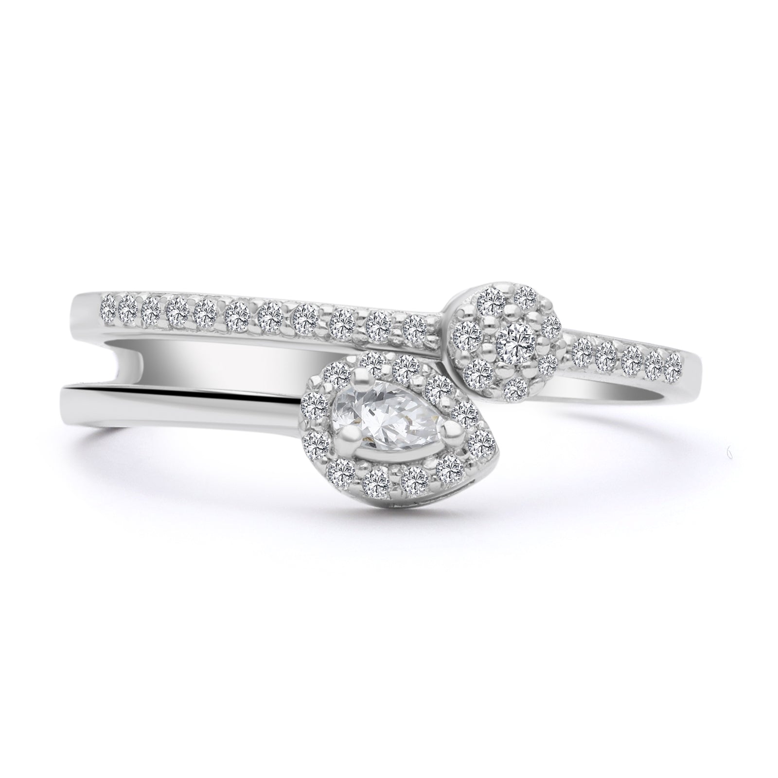 INEL R006360 DIN AUR ALB 14K FORMA PARA CU DIAMANTE - Bijuterii LA ROSA