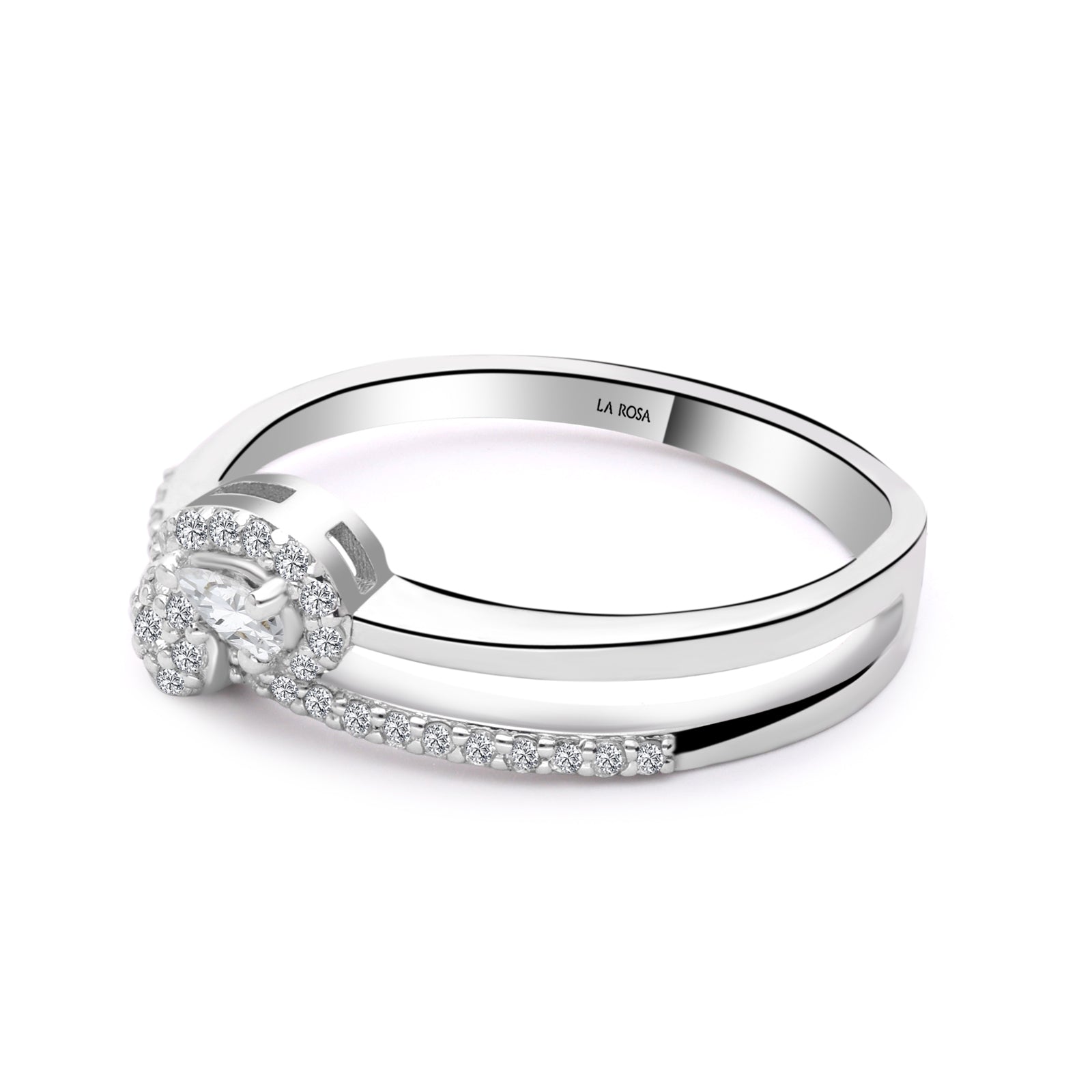 INEL R006360 DIN AUR ALB 14K FORMA PARA CU DIAMANTE - Bijuterii LA ROSA