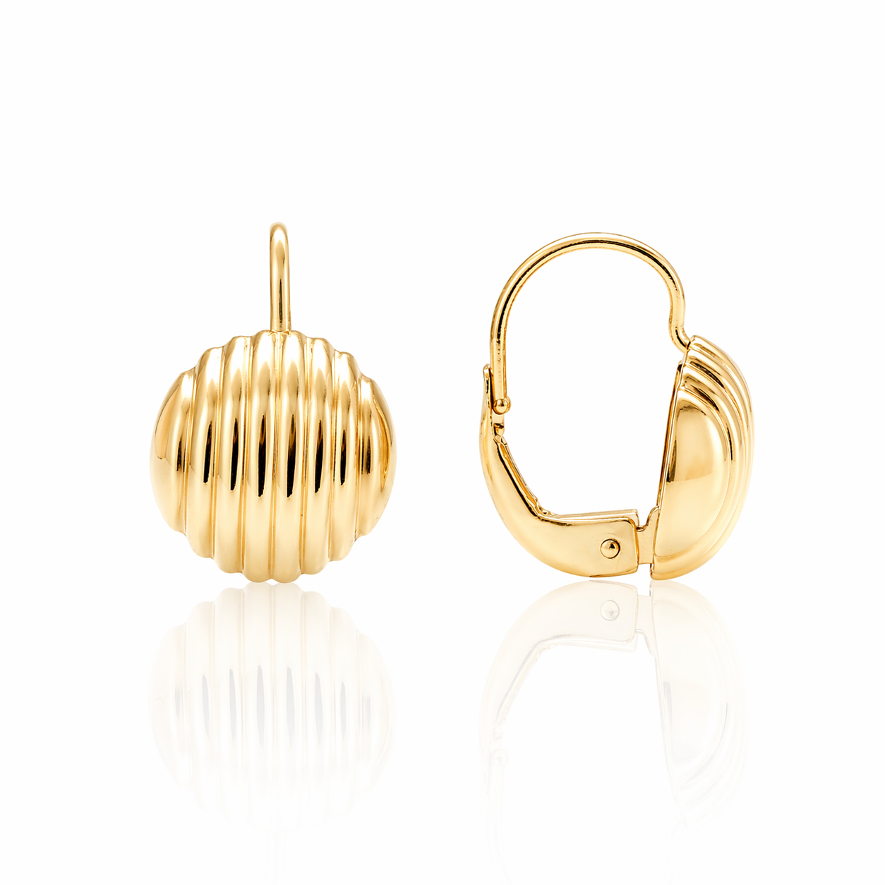 Cercei SORE008 cu textura striata din aur galben 14k