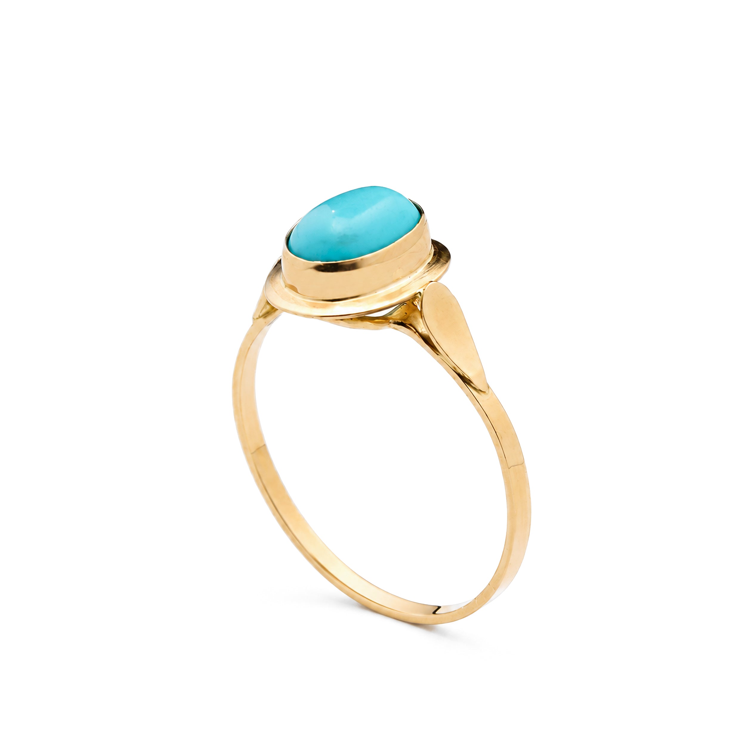 Inel SORY001 din aur galben 14k cu turcoaz natural