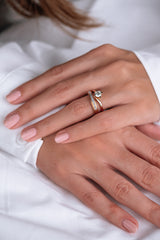 Inel de logodna LRY189 din aur roz 18k cu diamant - Bijuterii LA ROSA